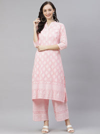 Divena Baby Pink Cotton Kurta Palazzo Set - divena world