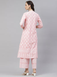 Divena Baby Pink Cotton Kurta Palazzo Set - divena world