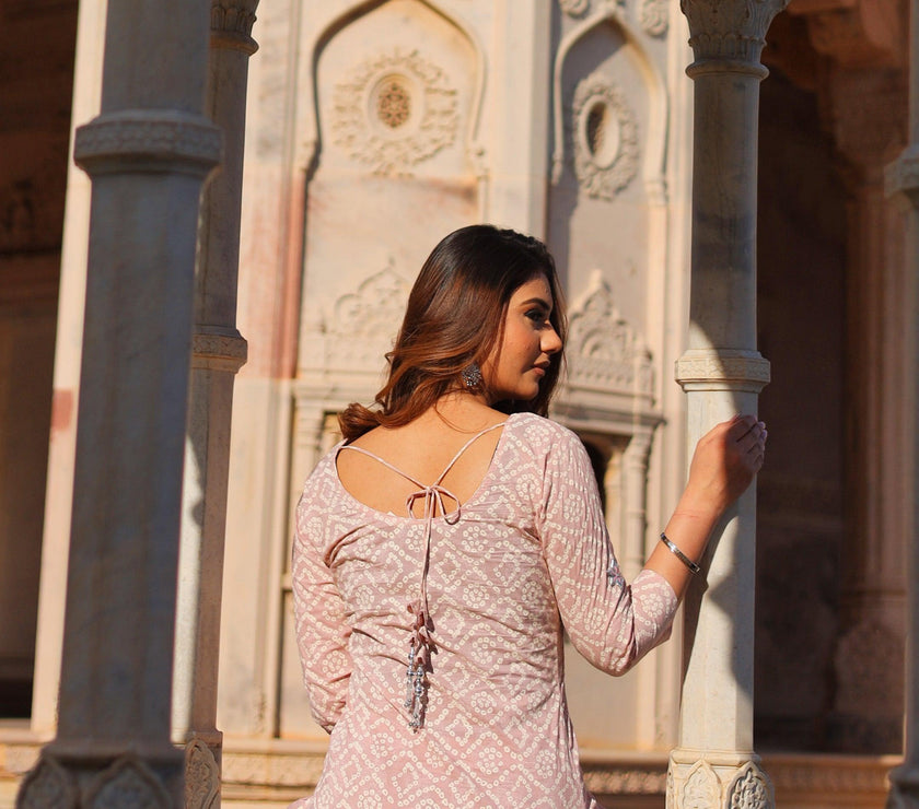 Divena Light Pink Cotton Straight Kurta Palazzo set with Dupatta - divenaworld.com