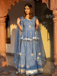 Divena Blue Lehriya lehenga dupatta set - divenaworld.com