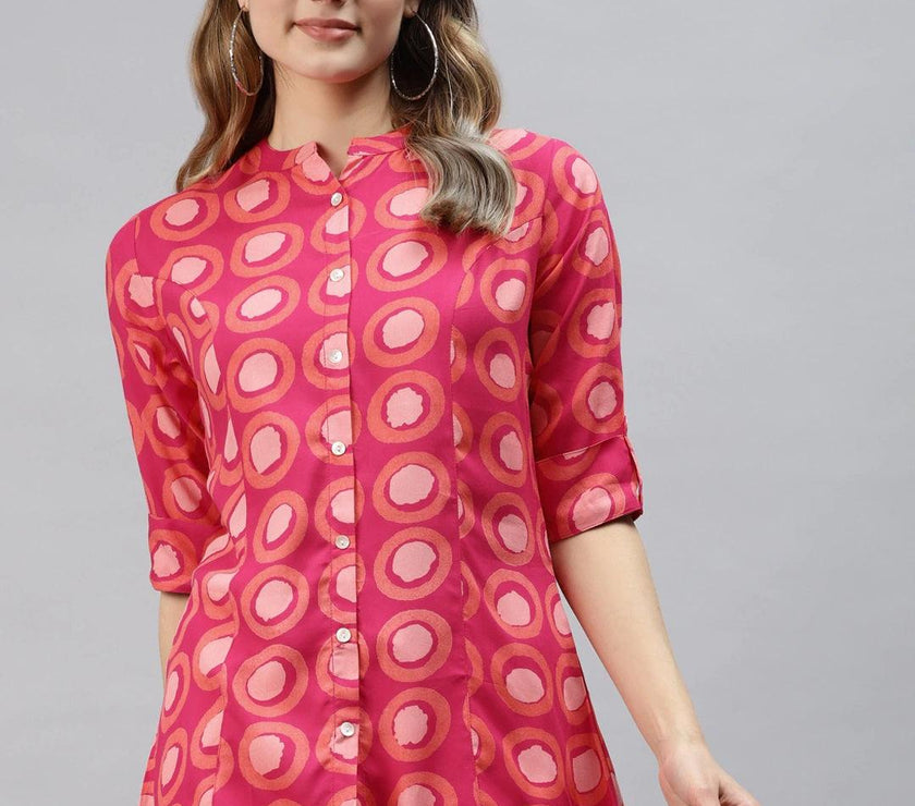 Divena Pink Rayon Shirt Style Top - divena world