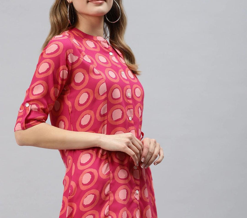 Divena Pink Rayon Shirt Style Top - divena world