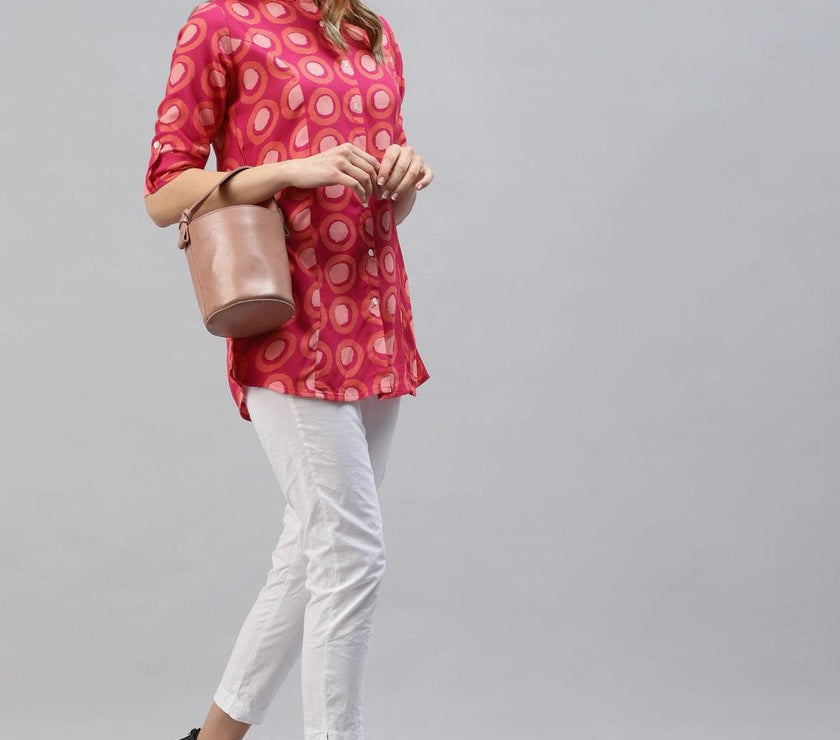 Divena Pink Rayon Shirt Style Top - divena world