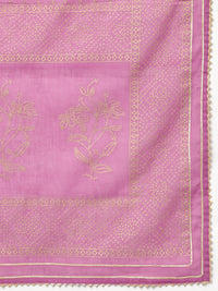 Divena Purple Foil Print Cotton Sharara Set with Dupatta - divena world