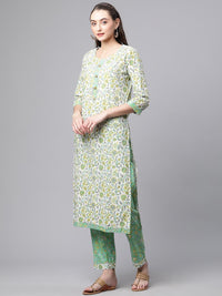 Divena White Cotton Straight Kurta Pant set with Dupatta - divenaworld.com