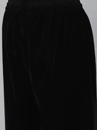 Divena Black Burn out Velvet Kurta Harem Pant with Organza Dupatta - divena world