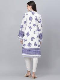 Divena White Floral Printed Straight Kurta With tulip pant - divena world