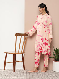 Divena Muslin Tie and dye Printed Kurta Pant Set with Organza Dupatta - divena world