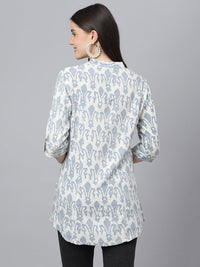 Divena Off white Abstract printed Rayon A-line Shirts Style Top - divena world