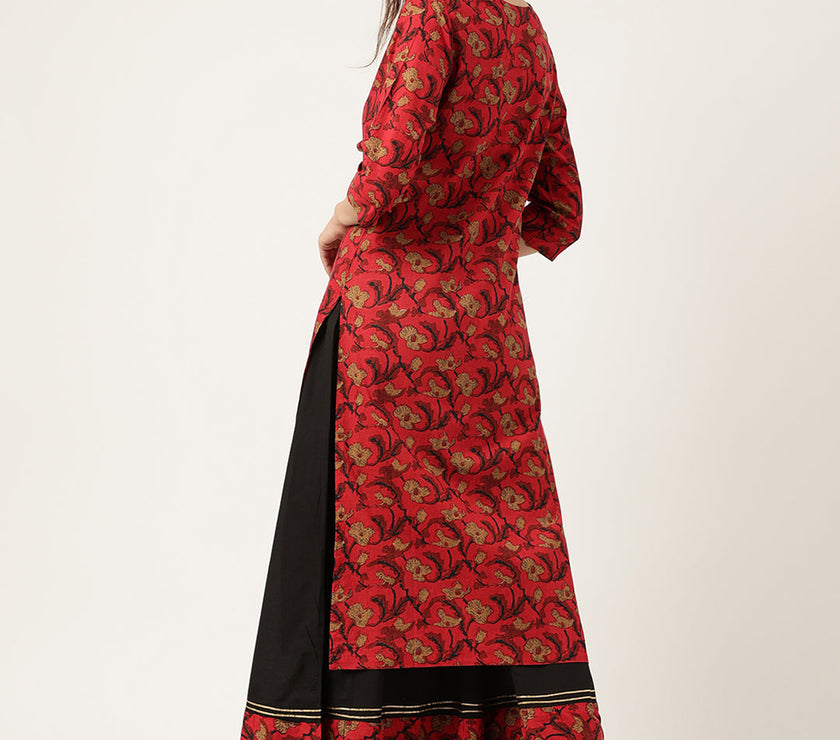 Divena Floral Printed Cotton Kurta with Sharara Set