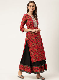 Divena Floral Printed Cotton Kurta with Sharara Set