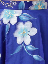 Blue Floral Hand Painted Lehenga & Blouse With Dupatta