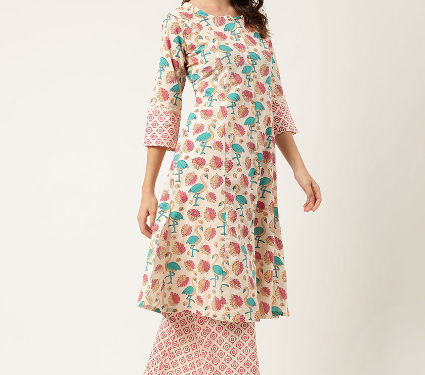 Divena Floral Cotton Kurta with Trouser set