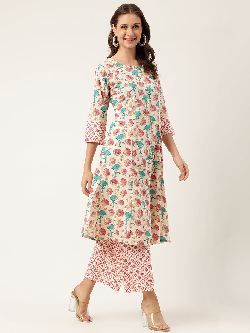 Divena Floral Cotton Kurta with Trouser set