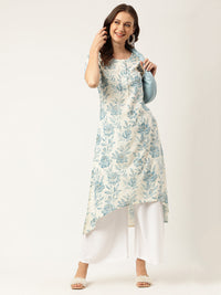 Divena Floral Print A-line Kurta with Asymetric Hemline