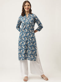 Divena Paisley Print Straight Fit Cotton Kurta