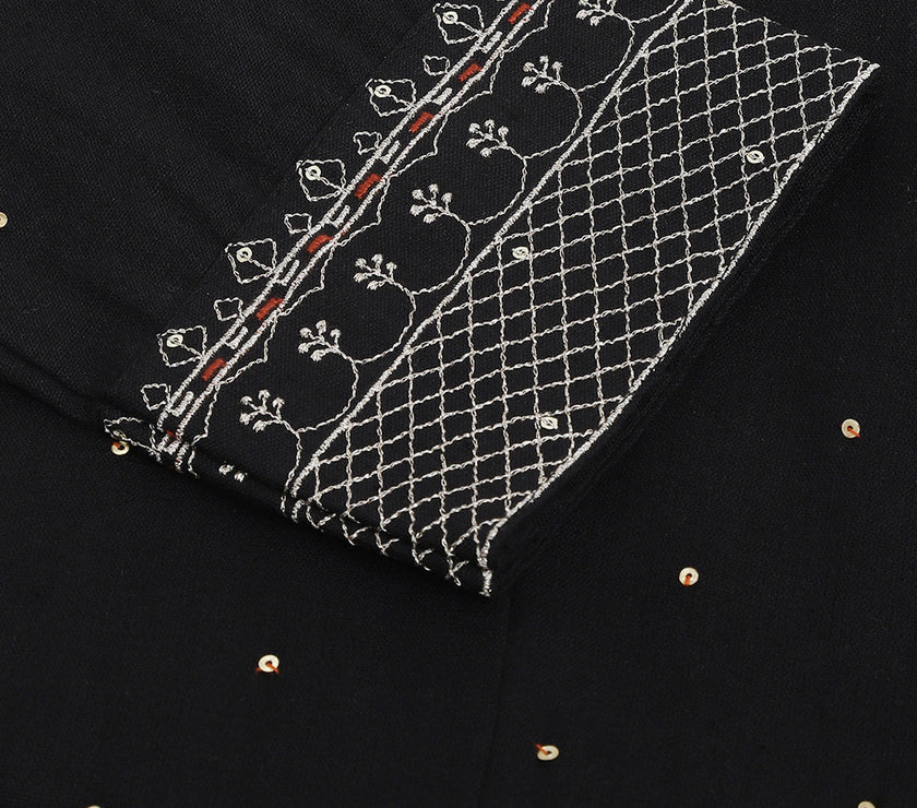 Divena Black Embroidered Cotton Anarkali Kurta