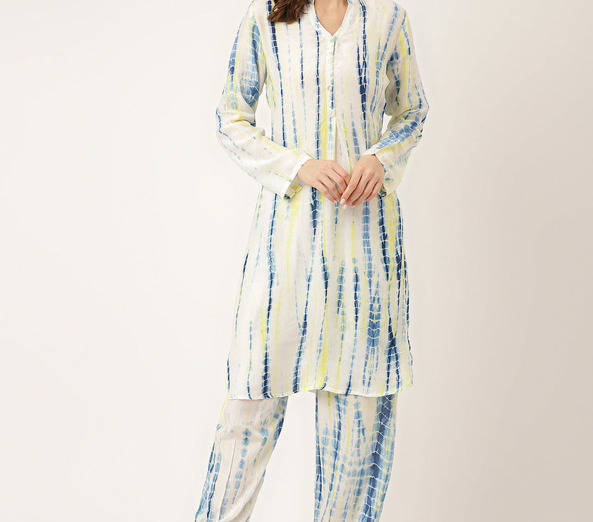 Divena Light Blue Tie Dye Muslin Co Ord Set