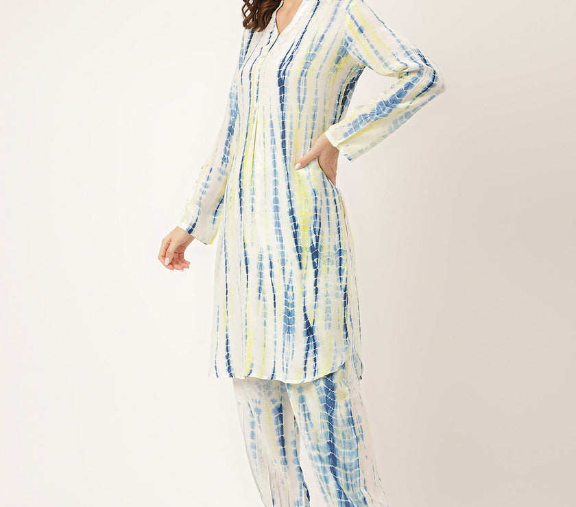 Divena Light Blue Tie Dye Muslin Co Ord Set