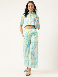 Divena Women Tie And Dye Pure Cotton Shirt With Trousers