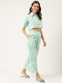 Divena Women Tie And Dye Pure Cotton Shirt With Trousers