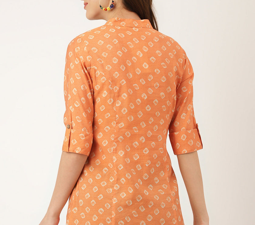 Divena Mustard Printed Chanderi Silk Regular Top