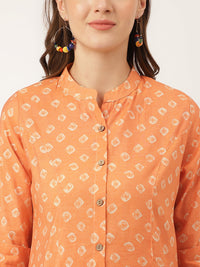 Divena Mustard Printed Chanderi Silk Regular Top