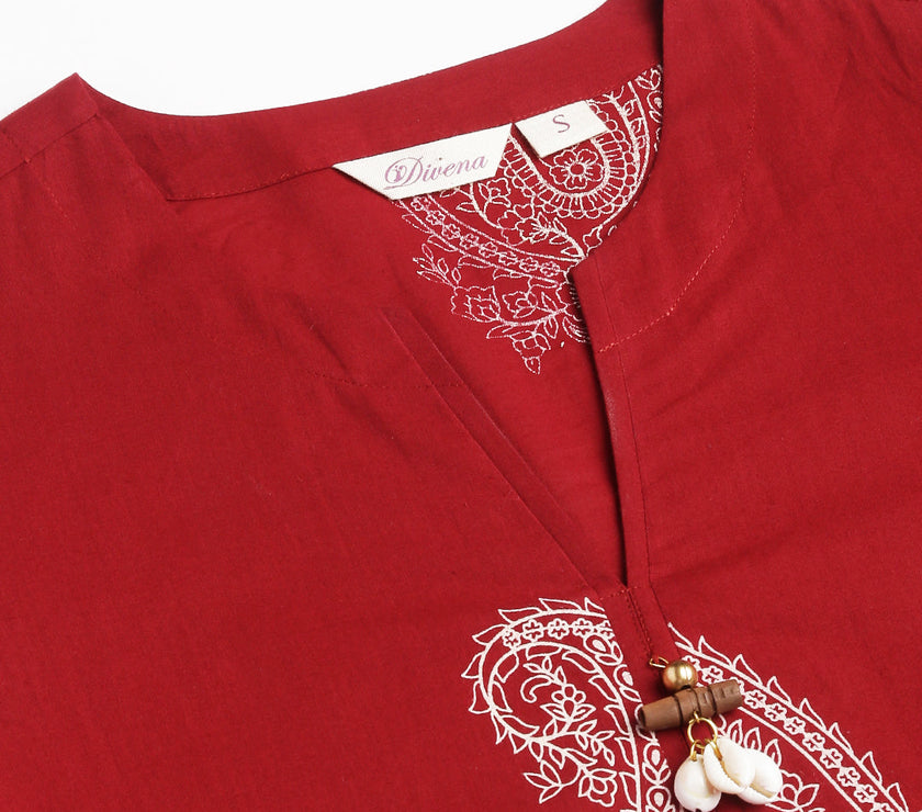 Divena Maroon Paisley Print Cotton Co-ord Set