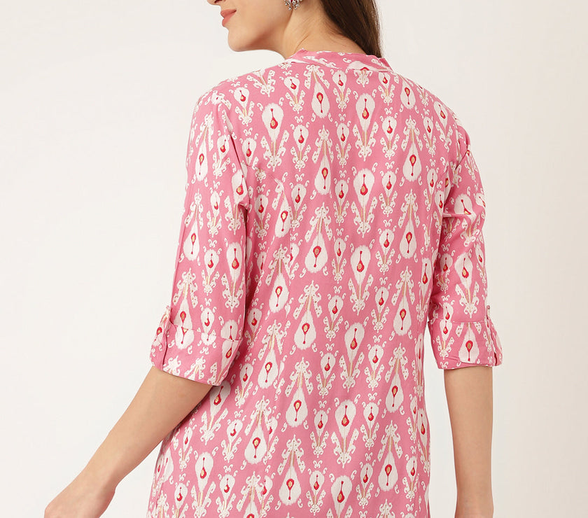 Divena Pink Floral Print Rayon Regular Top