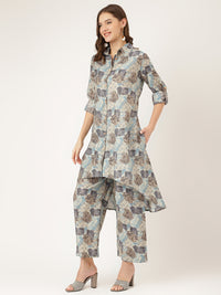 Divena Blue Foil Printed Chanderi Co-ord Set