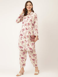 Divena Purple Floral Print Cotton Co-ord Set