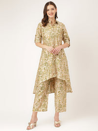 Divena Green Foil Printed Chanderi Co-ord Set