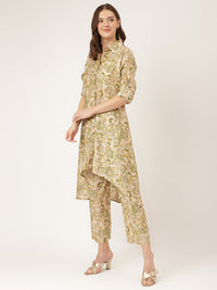 Divena Green Foil Printed Chanderi Co-ord Set