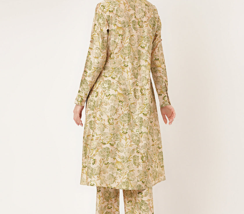 Divena Green Foil Printed Chanderi Co-ord Set