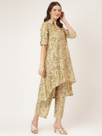 Divena Green Foil Printed Chanderi Co-ord Set