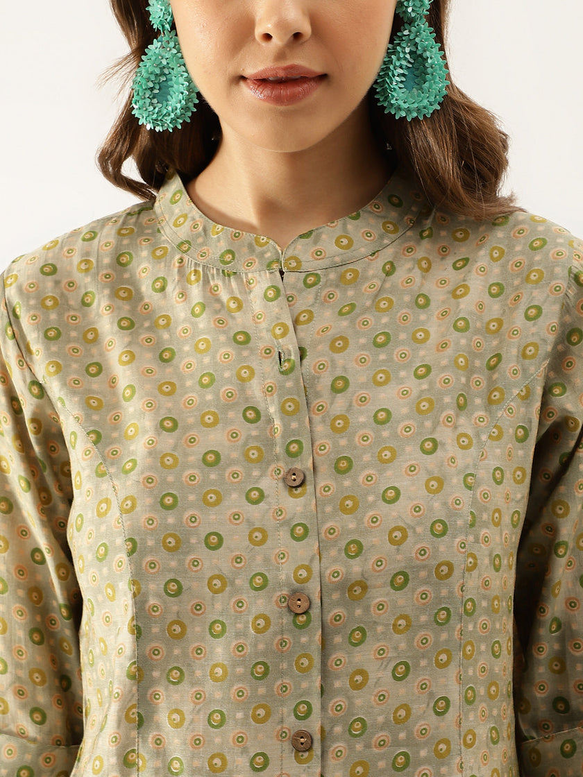 Divena Green Floral Printed Top