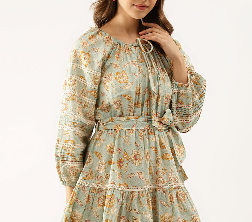 Divena Sky Blue Floral Dress