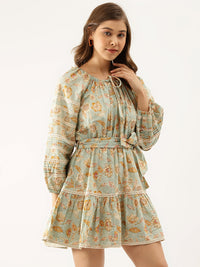 Divena Sky Blue Floral Dress