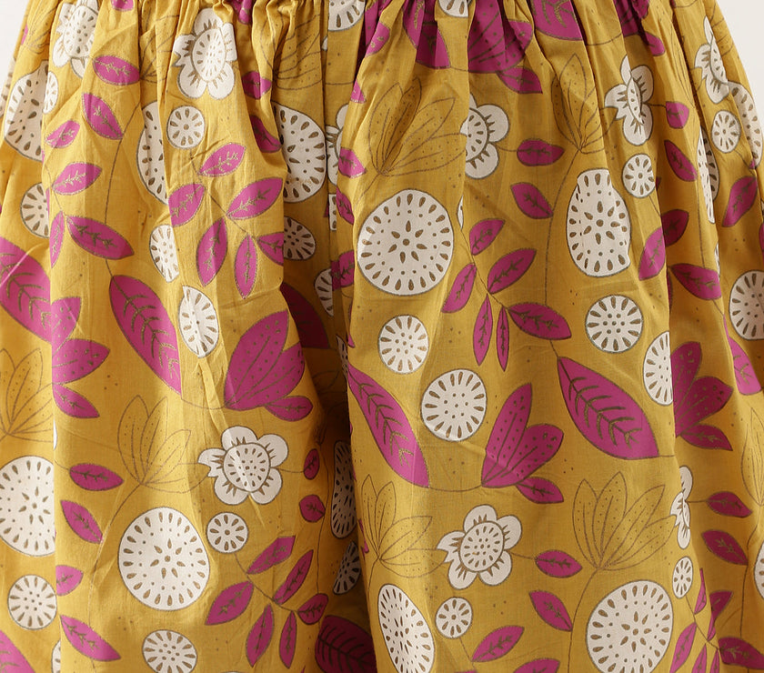 Divena Mustard Floral Print Cotton Co-ord Set