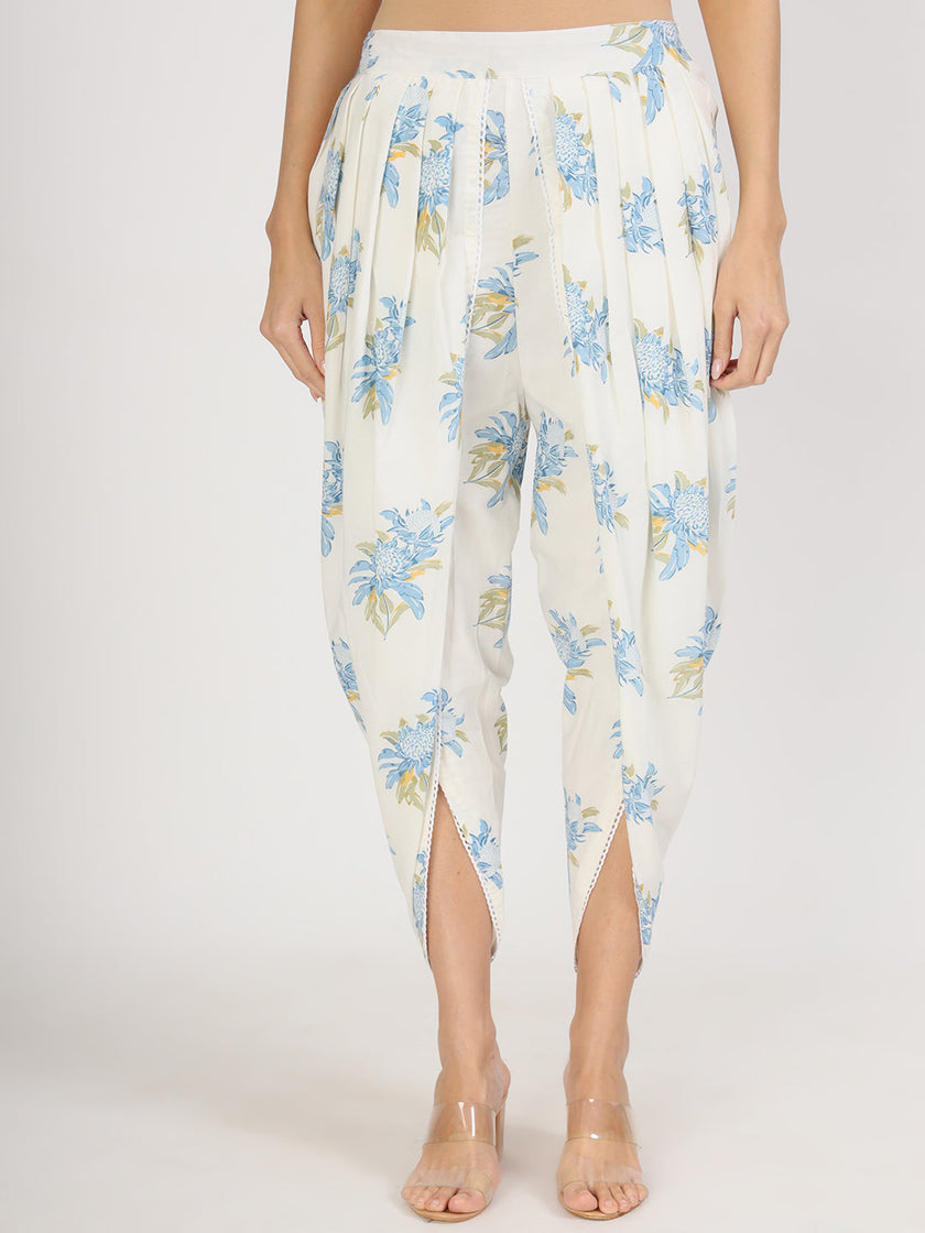 Divena off White Floral Print Cotton Co-ord set