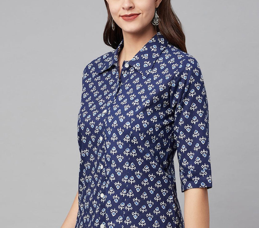 Divena indigo Block Printed Casual Women Shirts - divena world