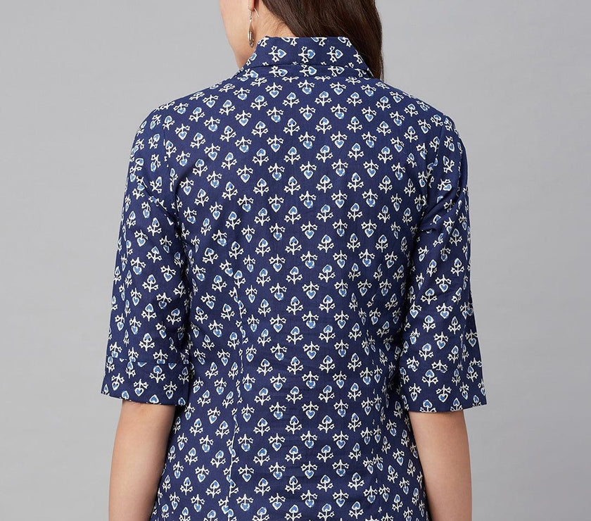 Divena indigo Block Printed Casual Women Shirts - divena world