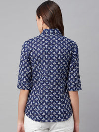 Divena indigo Block Printed Casual Women Shirts - divena world