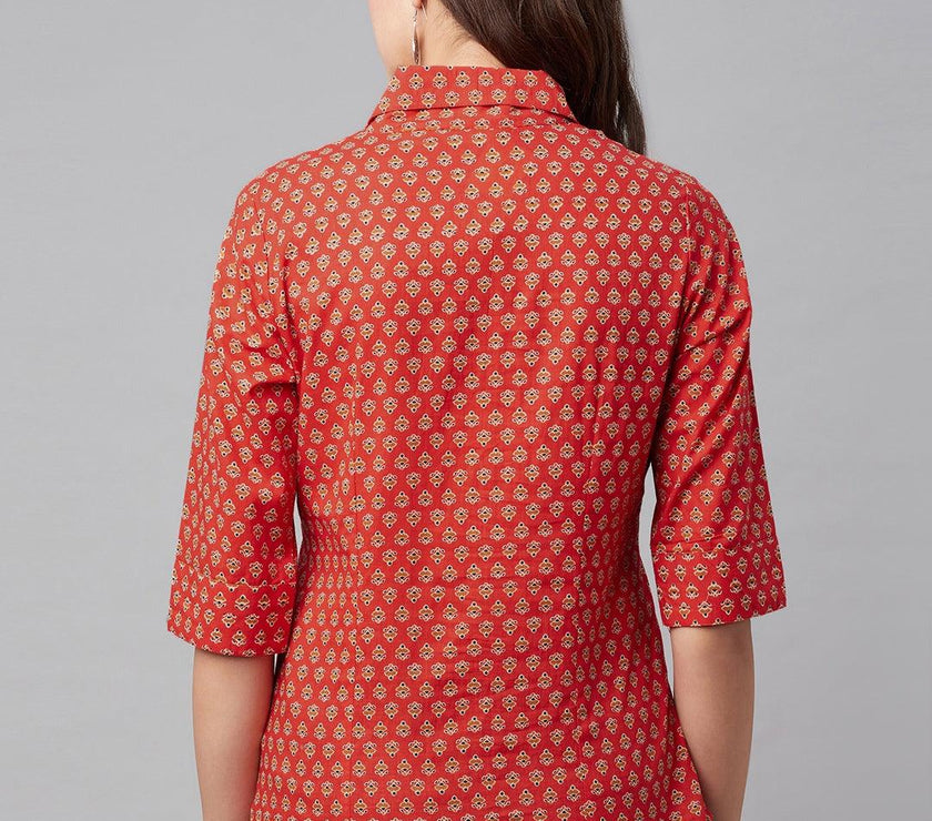 Divena Red Block Printed Casual Women Shirts - divena world