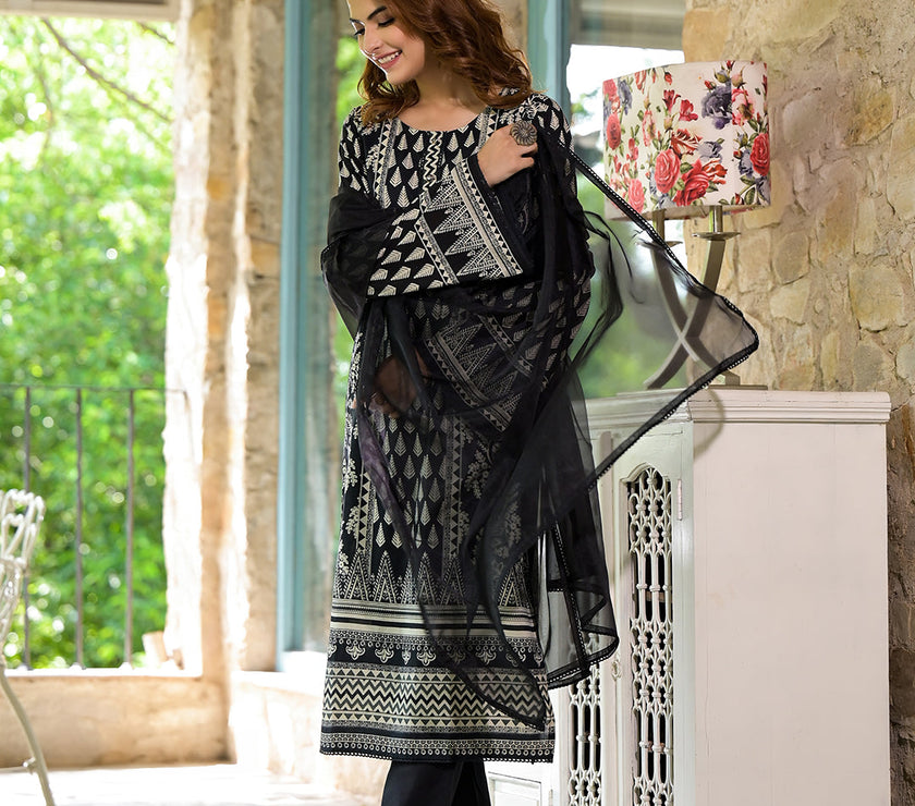 Divena Black Cotton Straight Fit Knee Long Kurta Set for Women