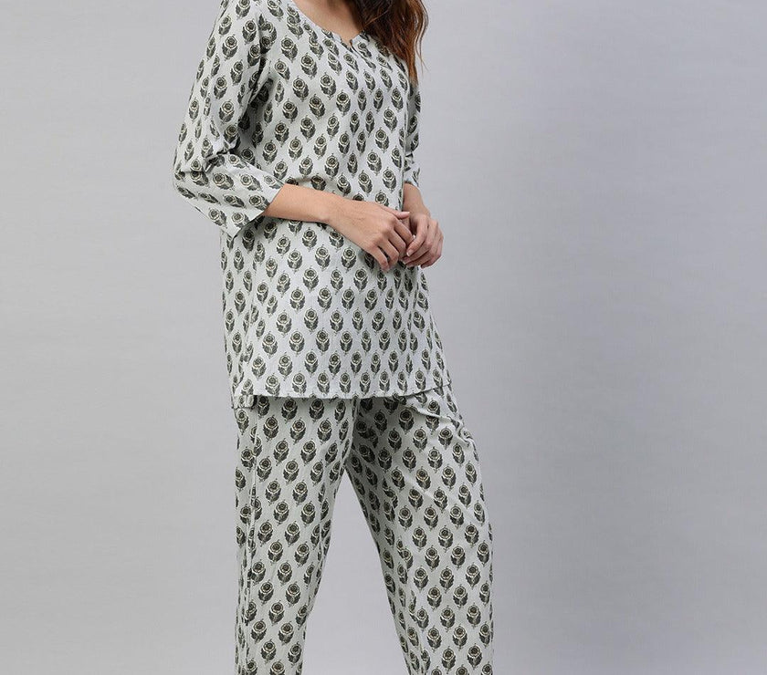 Divena Grey Color Cotton Loungewear/Nightwear - divena world