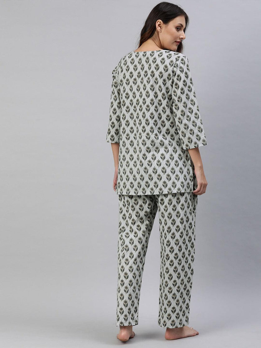 Divena Grey Color Cotton Loungewear/Nightwear - divena world