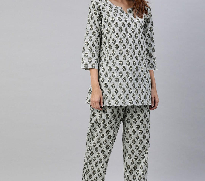 Divena Grey Color Cotton Loungewear/Nightwear - divena world