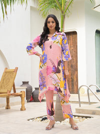 Divena Pink Multi Digital Printed Muslin Co-ord set