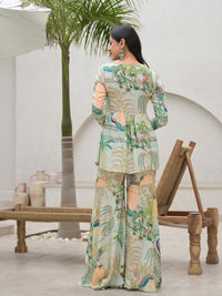 Divena Green Digital Printed Muslin Co-ord set